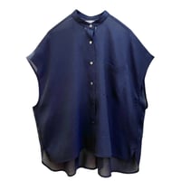 cafune(カフネ) シアーフレンチスリーブブラウス ネイビー