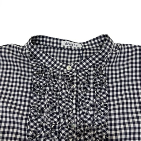 denicher   フロントフリルチェックシャツ Navy