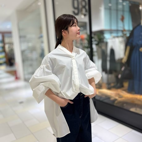 PASSIONE(パシオーネ) スキッパーロングブラウス　White