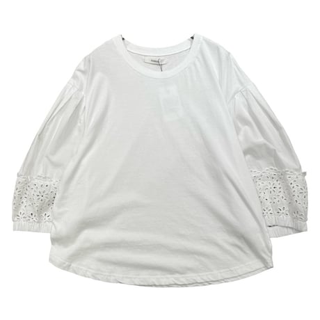 PEINDRE 袖レースプルオーバー-オフホワイト
