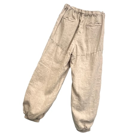 TIGRE BROCANTE 40リネン リアンギャザーリブパンツ-オイスター