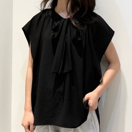QTUME | ICE COOLボウタイブラウス | 【‎Black】