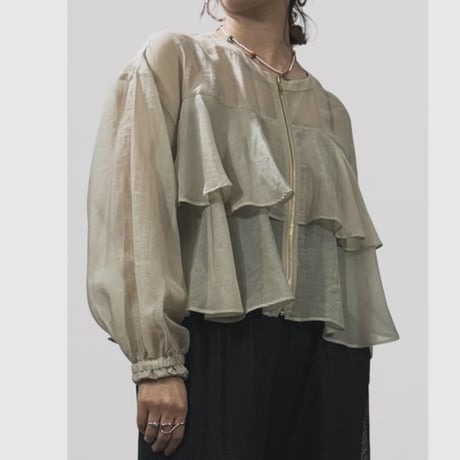 QTUME  ナチュラルシアーティアードブルゾン -   ベージュ