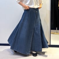 QTUME |  6.5onz デニムアシンメトリースカート | 【サックスブルー】