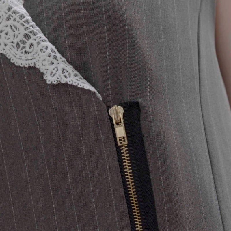 EimeeLaw レースカラーZIPストライプジャンパースカート