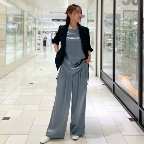 LIROMA アセテートロングワイドパンツ