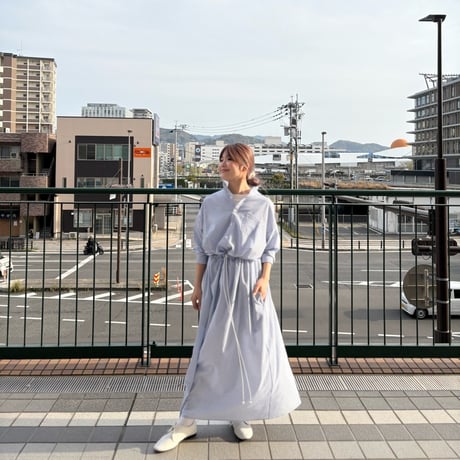 LIROMA デザインシャツワンピース　navy