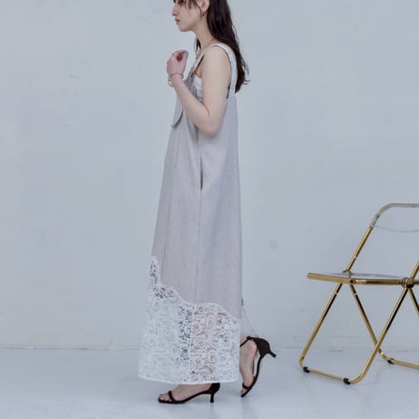 EimeeLaw   ウェーブレースリネンライクジャンスカ - ベージュ