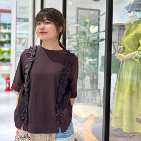 TIGRE BROCANTE 2ラインフリルTシャツ　ダークブラウン
