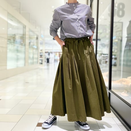 vent blanc スカートライクタックワイドパンツ　カーキ