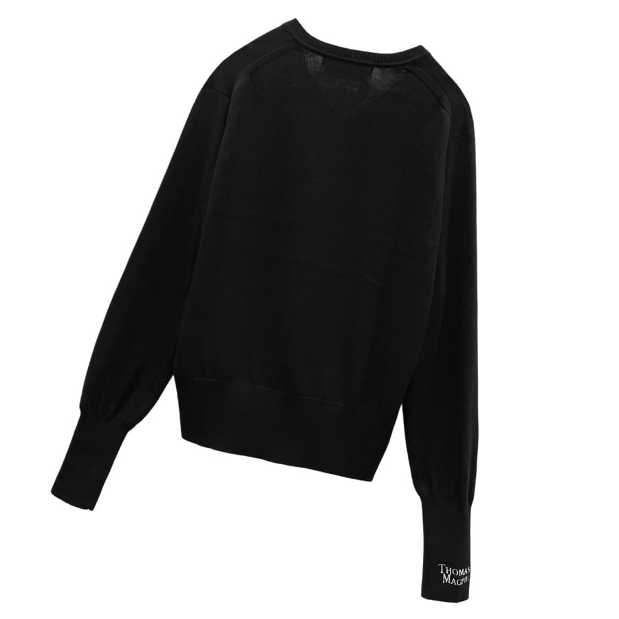 THOMAS MAGPIE トーマスマグパイ \"WH@T\" ニットプルオーバー THOMAS MAGPIE ロゴニットプルオーバー | grasol Nagasaki Stores