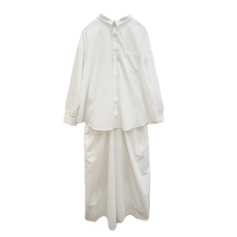 LIROMA デザインシャツワンピース White | grasol Nagasaki Stores