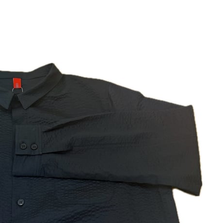 LIROMA サッカー生地シャツワンピース　black