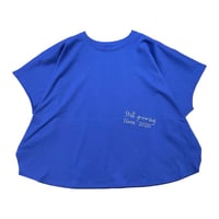 NUS 手書き風ロゴ刺繍Tシャツ -ブルー