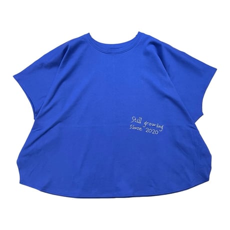 NUS 手書き風ロゴ刺繍Tシャツ -ブルー