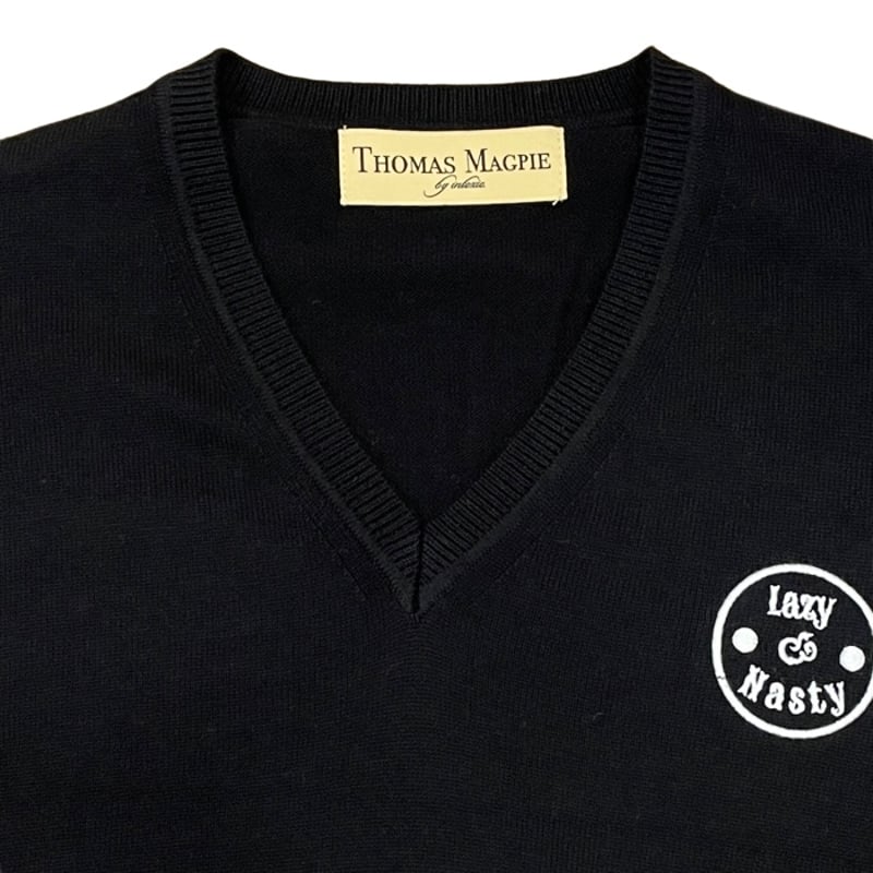 THOMAS MAGPIE Vネックニットプルオーバー ブラック | grasol Nagas