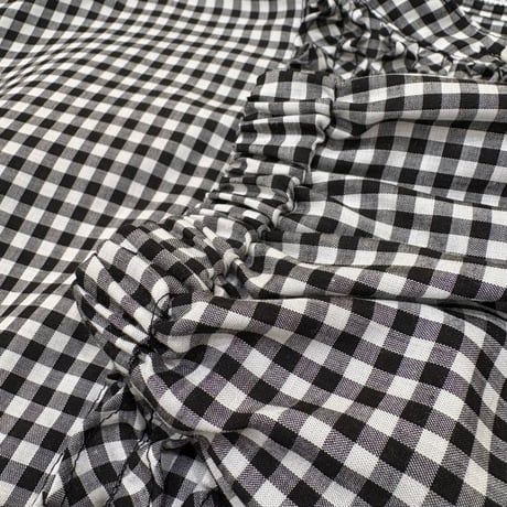 denicher   フロントフリルチェックシャツ  Black
