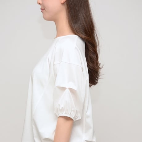 Praia 袖タックパフTシャツ -ホワイト