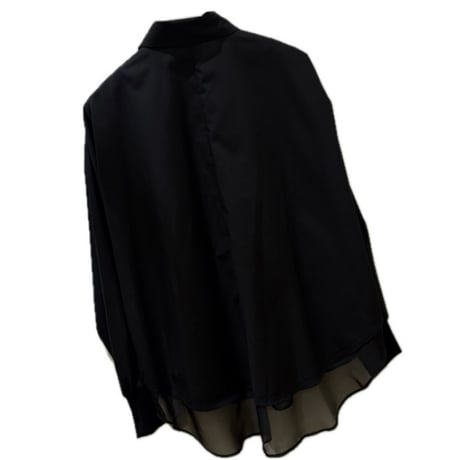 NUS シアードキッキングドルマンスリーブブザムシャツ　black