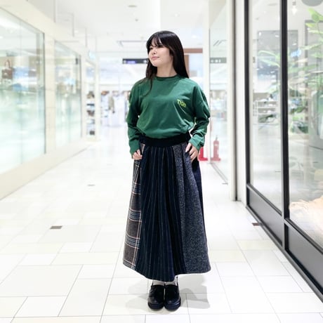 TIGRE BROCANTE ウールミックスサイドギャザースカート ブラック
