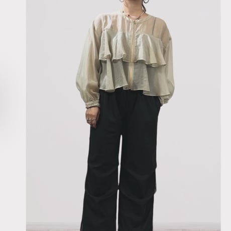 QTUME  ナチュラルシアーティアードブルゾン -   ベージュ