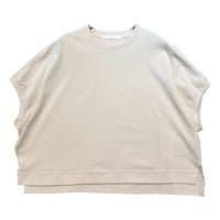 QTUME 細リブボックスTシャツ- ベージュ