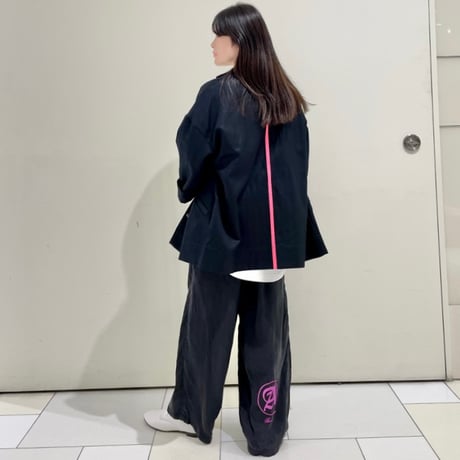 THOMAS MAGPIE ワンポイントロゴ キュプラパンツ ブラック