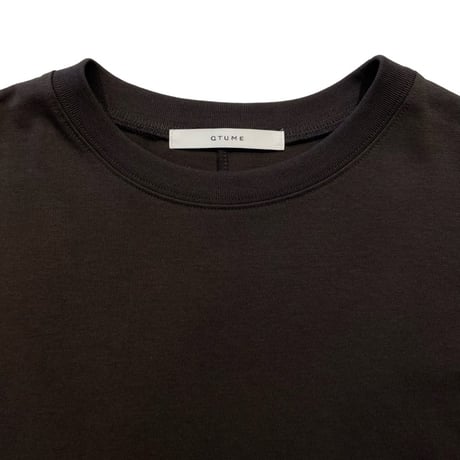 QTUME 細リブボックスTシャツ- ブラウン