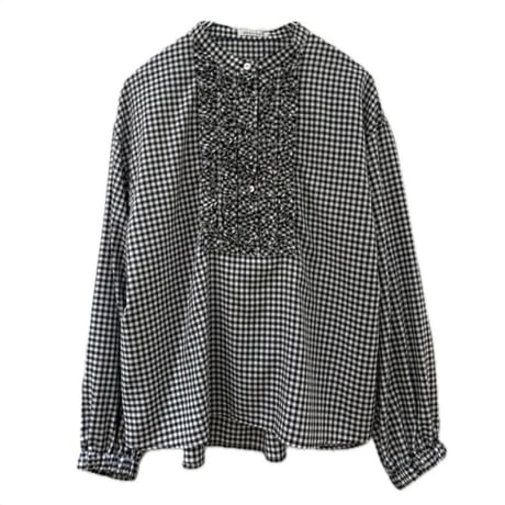 denicher   フロントフリルチェックシャツ Navy