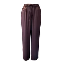 DONEEYU  サテンツイルワイドパンツ    -ブラウン