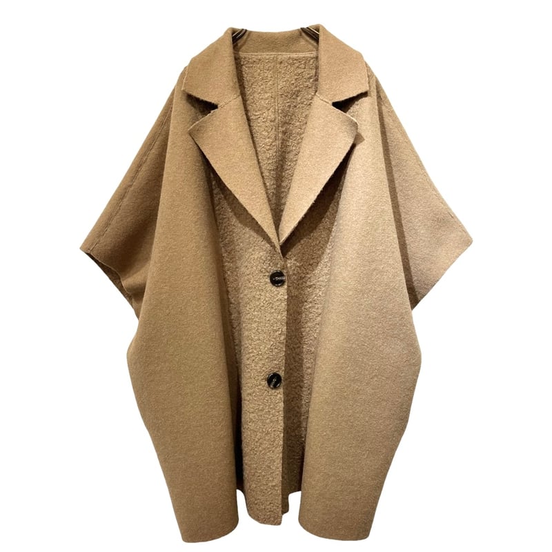 CYNICAL ボアスライバーニットリバーシブルポンチョ -ベージュ | gras