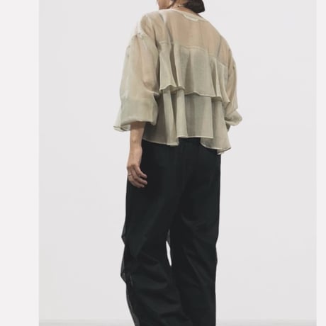 QTUME  ナチュラルシアーティアードブルゾン -   ベージュ