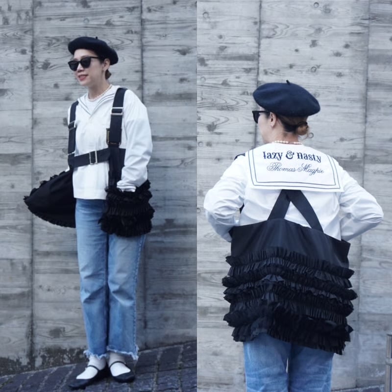 THOMAS MAGPIE ラッフルドポケットベスト THOMAS MAGPIE ラッフルポケットベスト -ブラック | grasol Nag