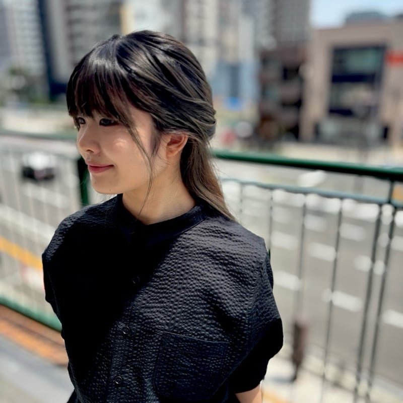 LIROMA サッカー生地シャツワンピース black | grasol Nagasaki S