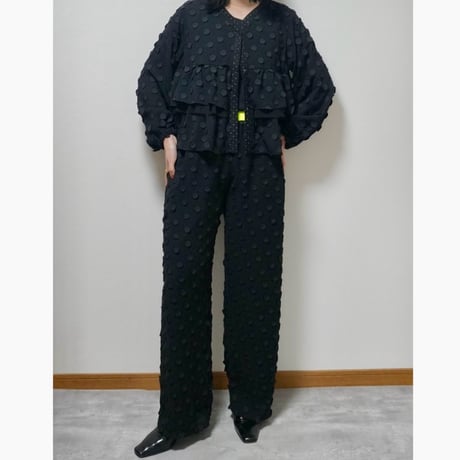 kittle ドットシフォンパンツ- ブラック