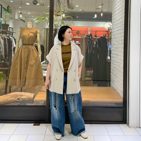 passione ロールアップ風ショートスリーブジャケット　アイボリー