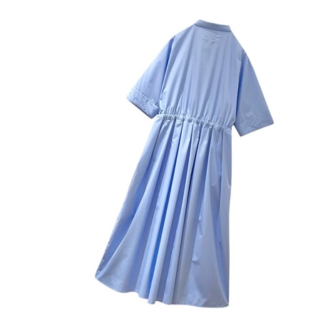 LIROMA ショートスリーブシャツワンピース サックス