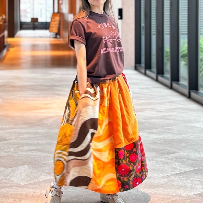 ティグルプロカンテ　リメイク EUROカーテンMIX フィセルロングスカート TIGREBROCANTE ユーロカーテンMIXフィセルロングスカート | grasol Na