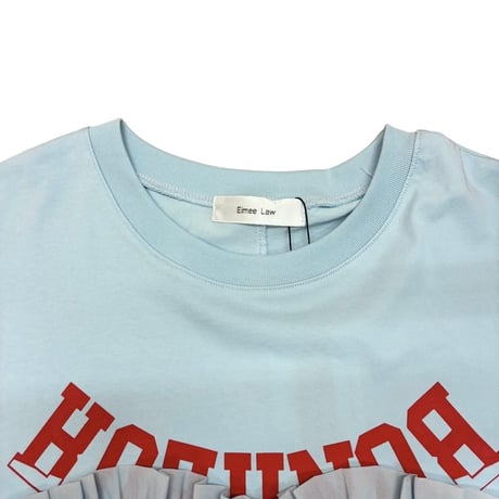 EimeeLaw    ウェーブフリルロゴプリントTシャツ    -  ライトブルー