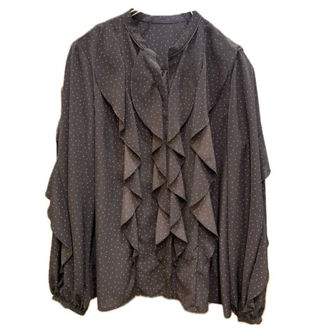 PASSIONE フリルドットブラウス　Dark brown