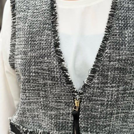 DignteCollier   ツイードショートジレ - グレー