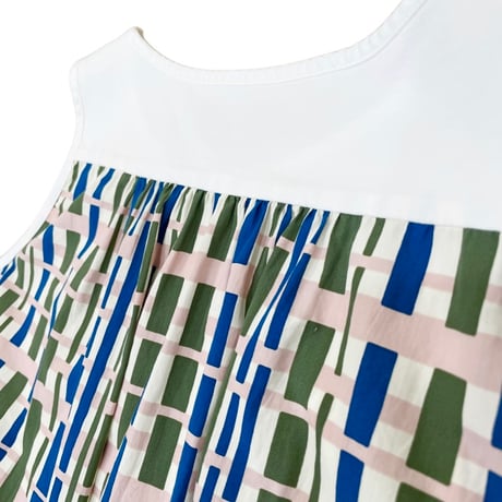 TIGRE BROCANTE バンブーチェックブロード切り替えタンクトップ
