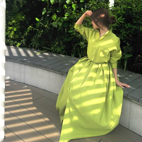 LIROMA (リロマ) シャツワンピース LIMEGREEN
