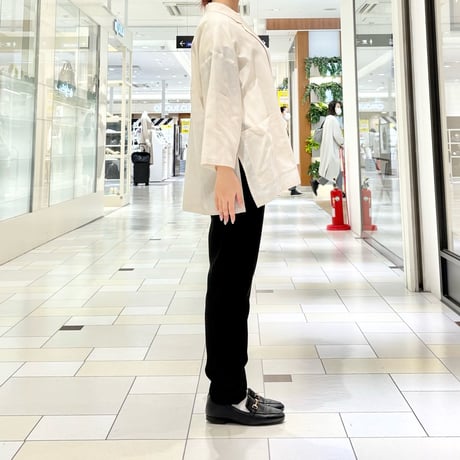 QTUME ナチュラルシアー五分袖ジャケット　ivory