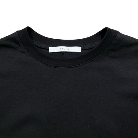 QTUME 細リブボックスTシャツ- ブラック