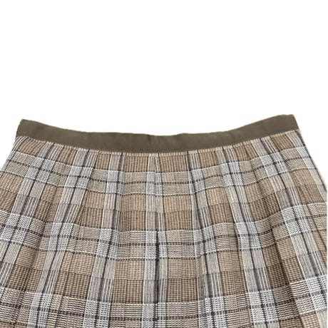 LIROMA プリーツチェックスカート brown