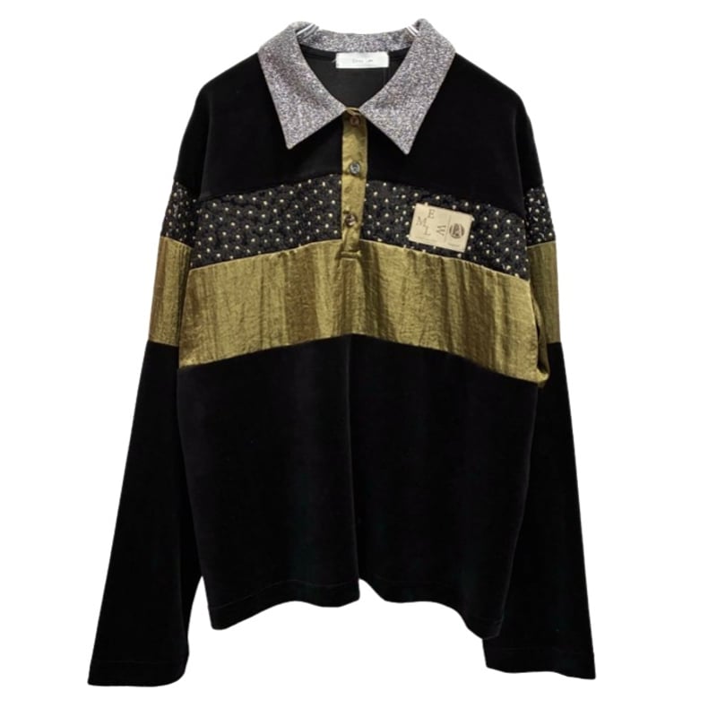 Eimee Law コットンベロアポロラガートップス EimeeLaw コットンベロアポロラガートップス - ブラック