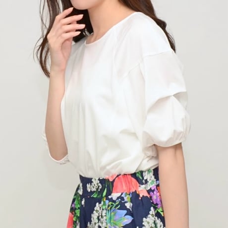 Praia 袖タックパフTシャツ -ホワイト