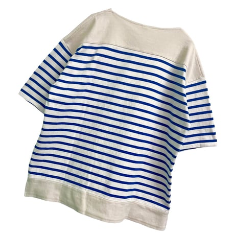 Ventblanc+ マルセイユボーダー 半袖Tシャツ-ブルー