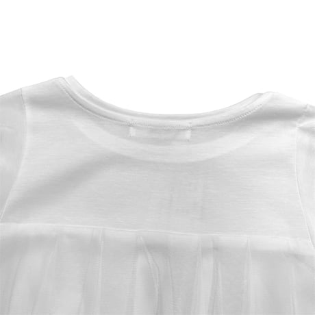Praia       バックバルーンチュールドッキングTシャツ     -ホワイト
